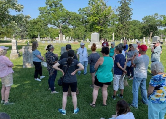 McHenry County Historical Society members on a cemetery tour